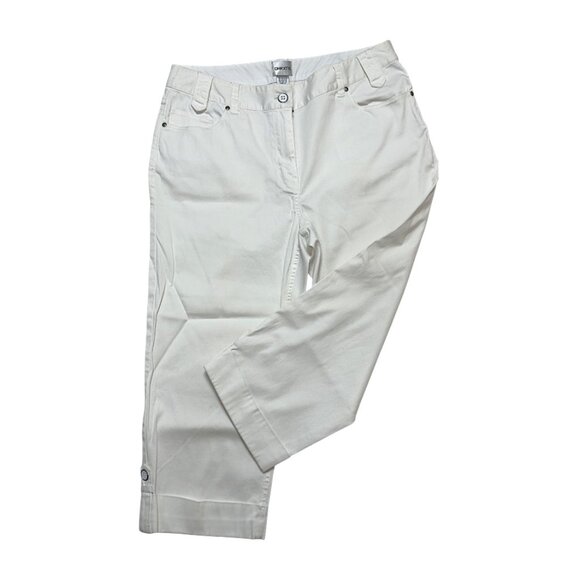 Chico’s White Button Cuff Cropped Pants US Size 8 - (Chico’s 1) - Picture 1 of 8